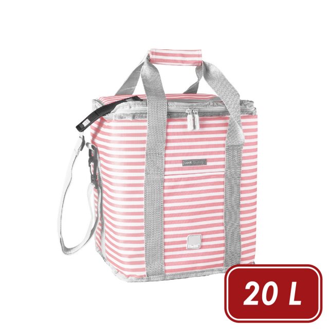 【ibili】Biarritz肩背保冷袋(粉櫻條紋粉20L) | 保溫袋 保冰袋 野餐包 野餐袋 便當袋