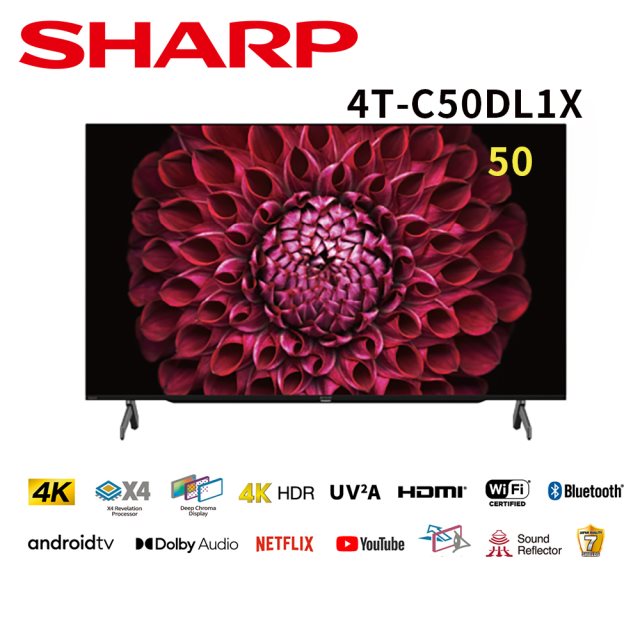【SHARP 夏普】50型4K Android TV 顯示器 4T-C50DL1X