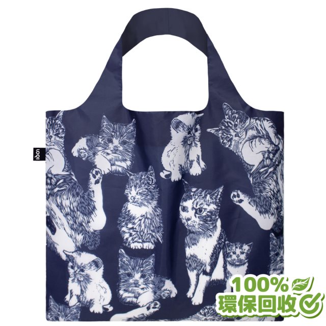 LOQI 貓咪們・新 環保春捲包購物袋（無扣帶、無暗袋）回收材質