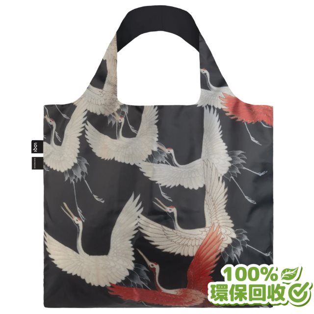 LOQI 黑白鶴・新 環保春捲包購物袋（無扣帶、無暗袋）回收材質