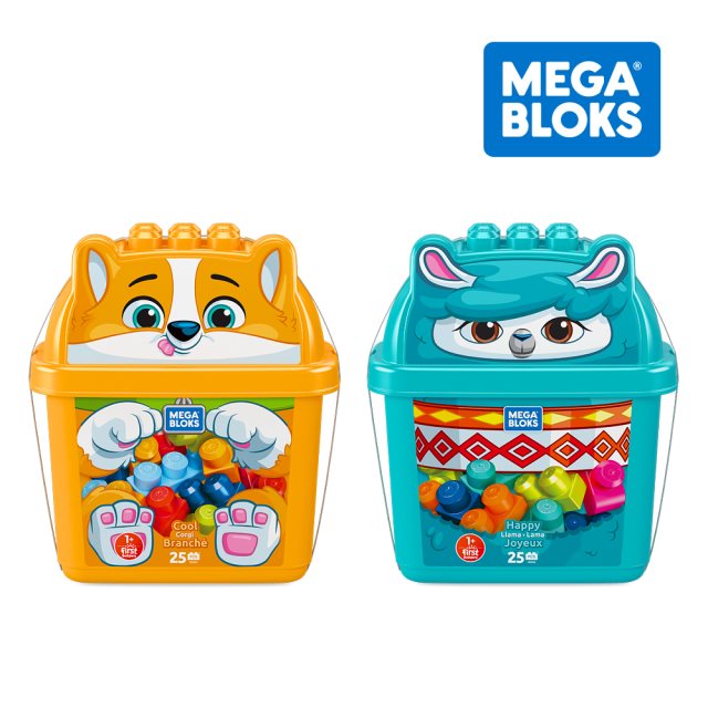 【Mega Bloks 美高積木】動物造型積木桶(2款可選)