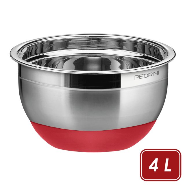 【PEDRINI】Gadget止滑深型打蛋盆(4L) | 不鏽鋼攪拌盆 料理盆 洗滌盆 備料盆