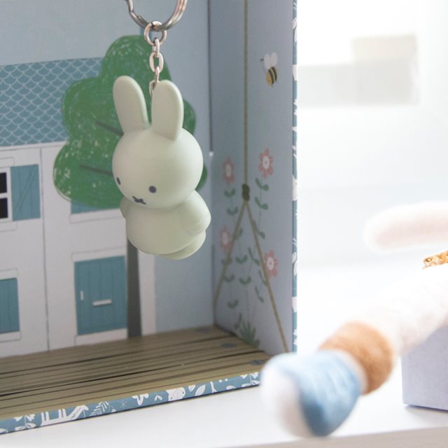 Miffy 米菲兔莫蘭迪色系款公仔鑰匙圈吊飾 - 藍綠色