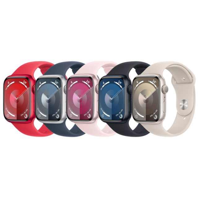 Apple Watch S9 GPS 41mm S/M 鋁金屬錶殼/運動型錶帶 粉紅色/午夜色/星光色/銀色/紅色 智慧手錶 欣亞 *聖誕交換禮物