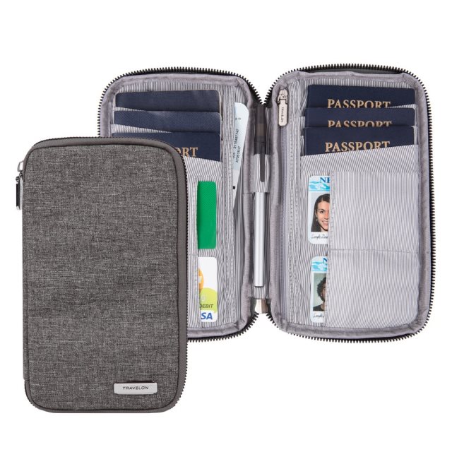【TRAVELON】多功能旅遊護照包(灰) | RFID防盜 護照保護套 護照包 多功能收納包