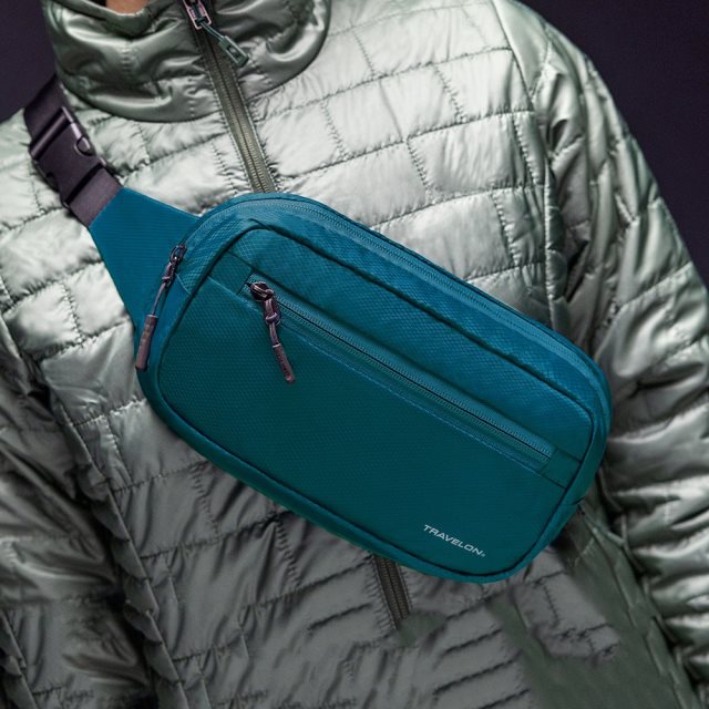 【TRAVELON】雙層防盜輕便腰包(藍) | 隨身包 貼身包