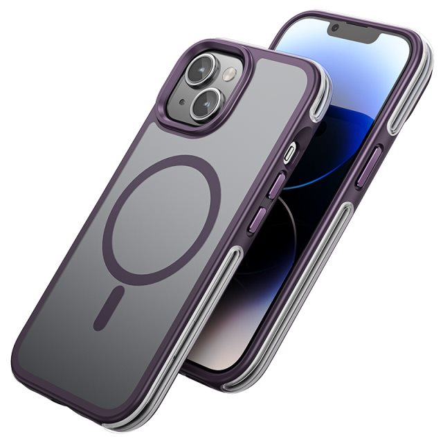 【hoco.浩酷】AS5 iPhone 15 19ft防摔柔韌氣囊磁吸殼- 紫色