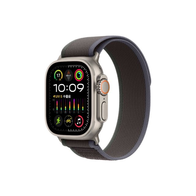 Apple Watch Ultra 2 (GPS + 行動網路)；49 公釐鈦金屬錶殼；藍色配黑色越野錶環 智慧手錶 欣亞 S/M、M/L 現貨 #雙11