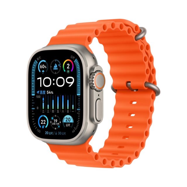 Apple Watch Ultra 2 (GPS + 行動網路) 49mm 鈦金屬錶殼/橙色海洋錶帶 MREH3TA 智慧手錶 #雙11