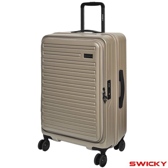 【SWICKY】24吋前開式奢華旅途系列旅行箱/行李箱(香檳金)