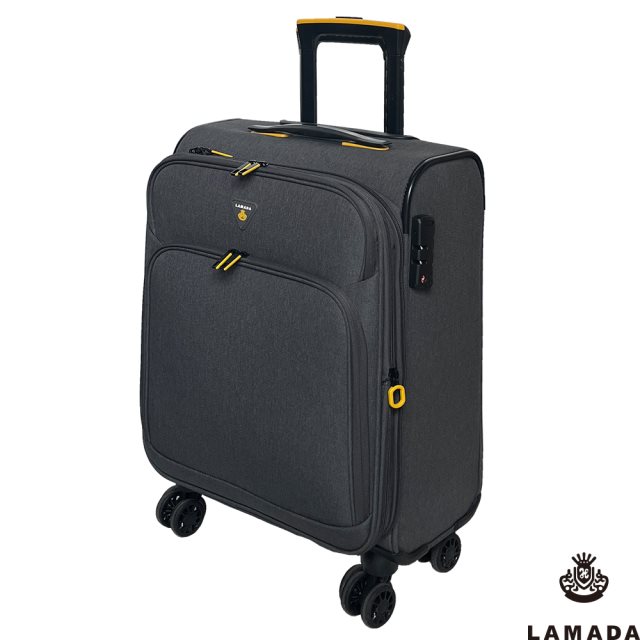 【Lamada 藍盾】19吋 限量款輕量都會系列布面登機箱/旅行箱/行李箱(灰黑)