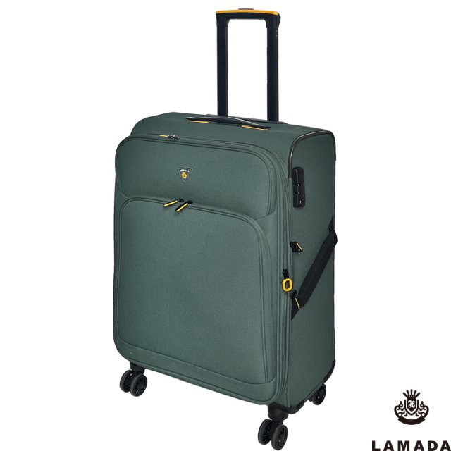 【Lamada 藍盾】19吋 限量款輕量都會系列布面登機箱/旅行箱/行李箱(綠)