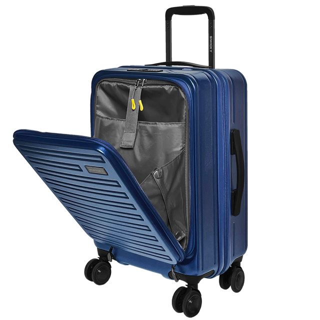 【SWICKY】20吋前開式奢華旅途系列登機箱/行李箱(深藍)