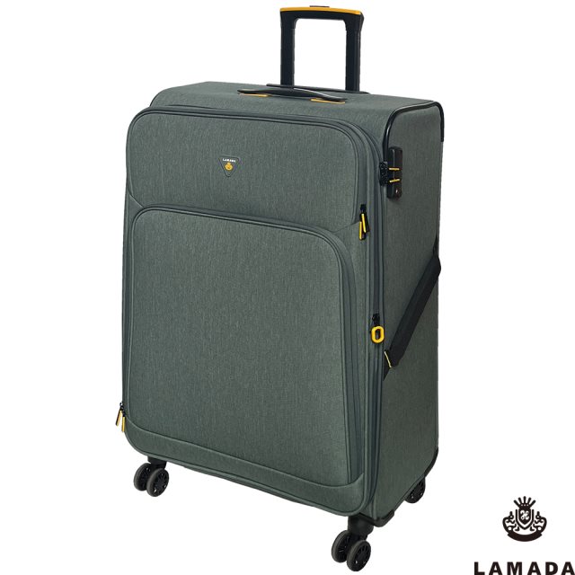 【Lamada 藍盾】28吋 限量款輕量都會系列布面旅行箱/行李箱(綠)
