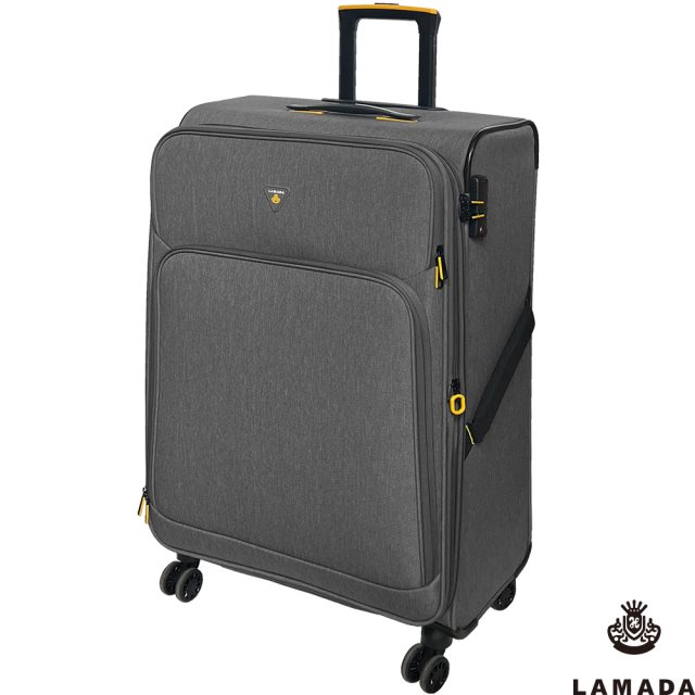 【Lamada 藍盾】28吋 限量款輕量都會系列布面旅行箱/行李箱(黑灰)