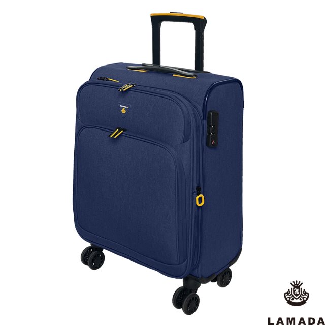 【Lamada 藍盾】19吋 限量款輕量都會系列布面登機箱/旅行箱/行李箱(藍)
