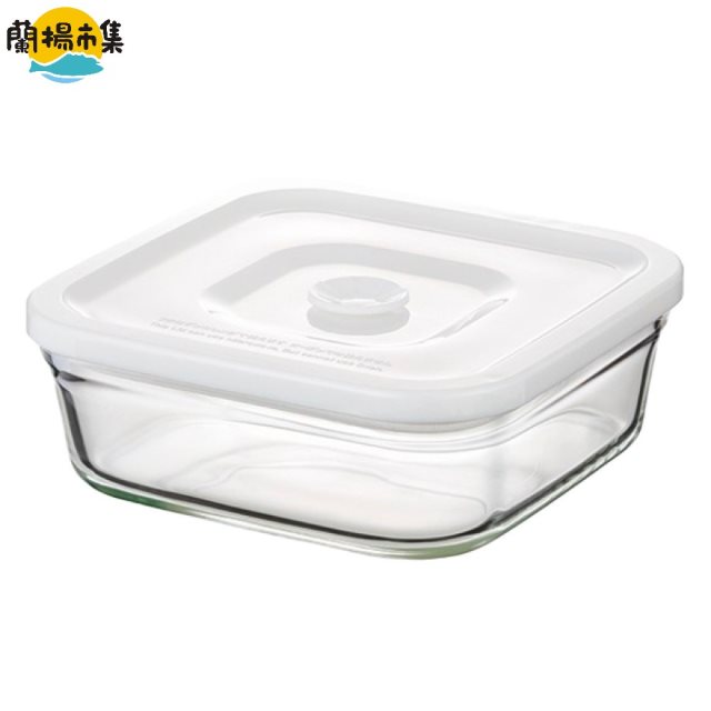 【日本iwaki】耐熱玻璃微波密封保鮮盒 方形白蓋 450ml(原廠總代理)#雙11