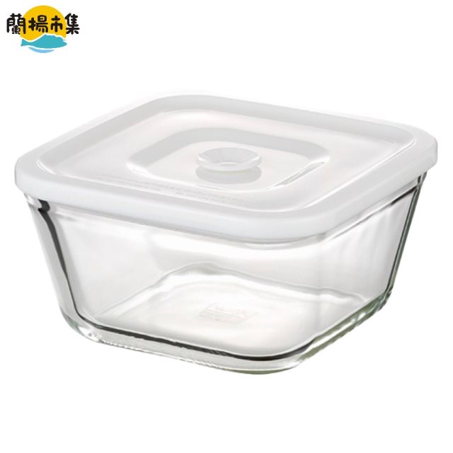 【日本iwaki】耐熱玻璃微波密封保鮮盒 方形白蓋 700ml(原廠總代理)#雙11