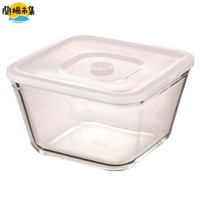 【日本iwaki】耐熱玻璃微波密封保鮮盒 方形白蓋 1.5L(原廠總代理)#雙11