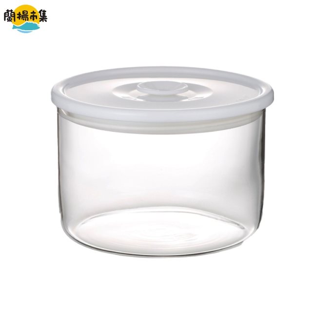 【日本iwaki】耐熱玻璃微波密封保鮮罐 圓形白蓋 550ml(原廠總代理)#雙11