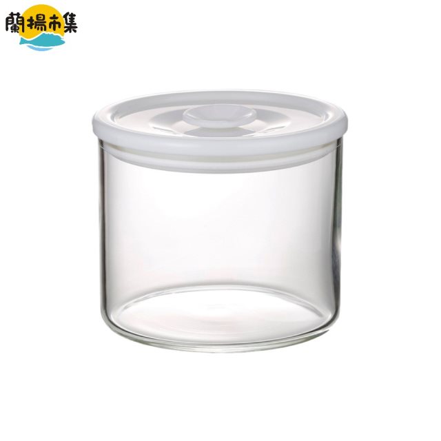 【日本iwaki】耐熱玻璃微波密封保鮮罐 圓形白蓋 350ml(高8.5CM)(原廠總代理)#雙11