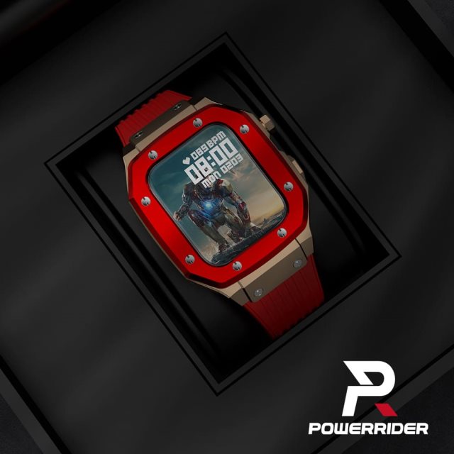 【PowerRider】 水果 Apple Watch 鋁合金錶殼+矽膠錶帶-紅