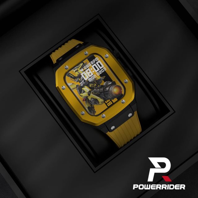 【PowerRider】 水果 Apple Watch 鋁合金錶殼+矽膠錶帶-黃