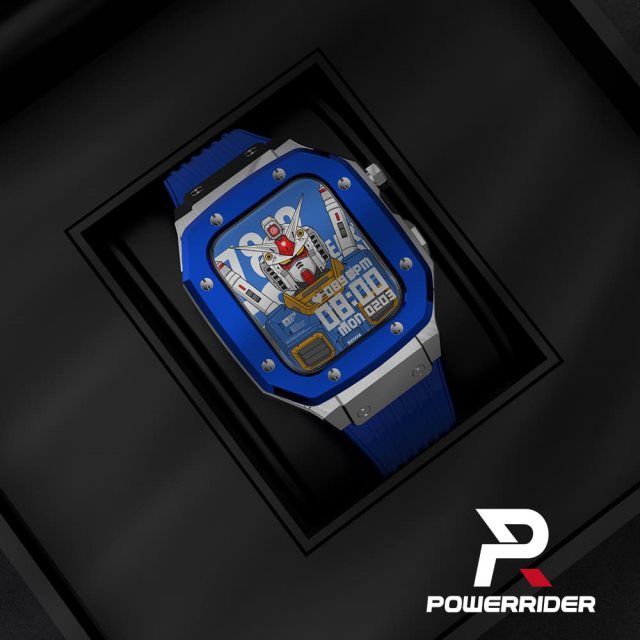 【PowerRider】 水果 Apple Watch 鋁合金錶殼+矽膠錶帶-藍
