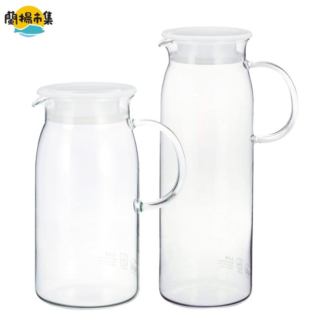買一送一【日本iwaki】耐熱玻璃把手水壺 2入組-1.0L+600ml(原廠總代理)#雙11