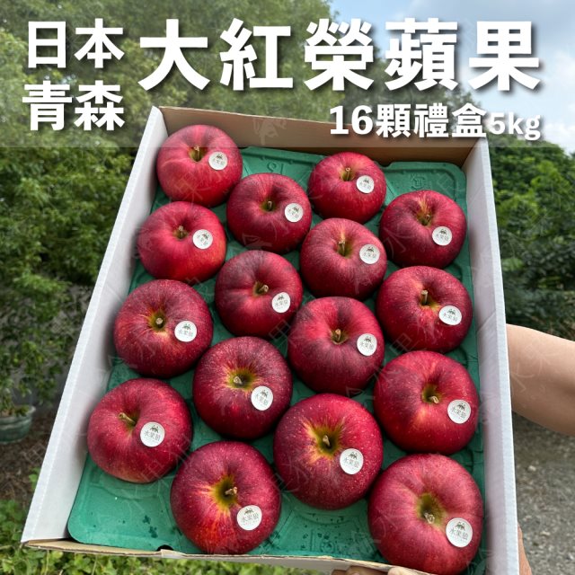 【水果狼】日本青森縣大紅榮蘋果 16顆裝 /5kg 禮盒