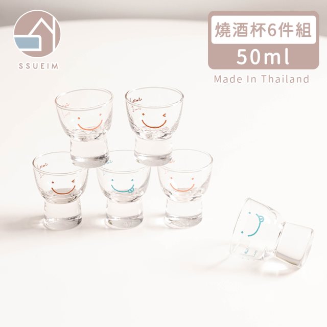 日韓選物【韓國SSUEIM】微笑款玻璃燒酒杯6件組50ml #耶誕 #兌點攻略
