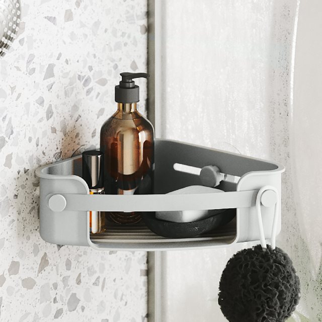 【Umbra】Flex壁掛式浴室三角瀝水置物架(岩灰)