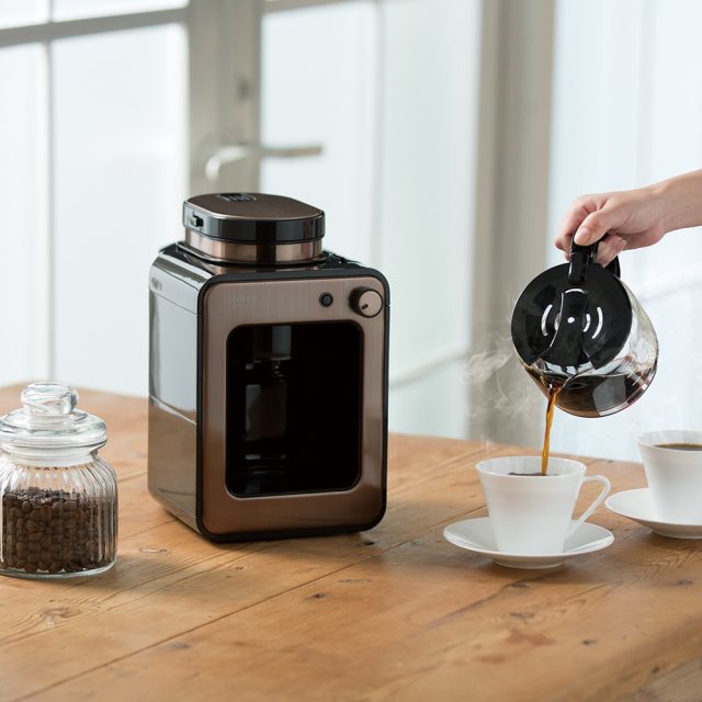Siroca SC-A1210自動研磨咖啡機-棕色 (一鍵全自動 不鏽鋼濾網 美式滴煮咖啡自動清洗) [北都]