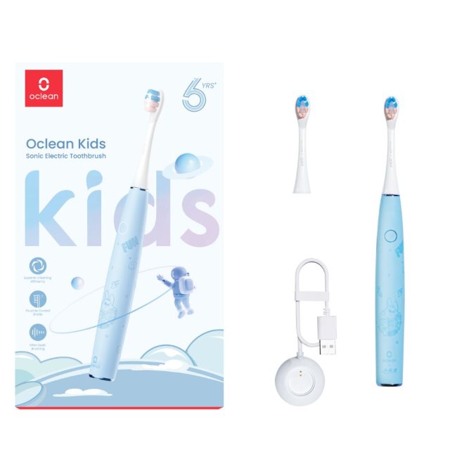 Oclean歐可林 Kids AIR2T 電動牙刷-天藍色 (牙刷 含氟刷頭 兒童專用 降噪設計) [北都]