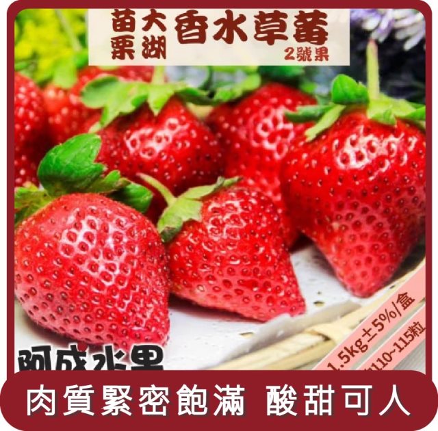 【阿成水果】桃苗選品—苗栗大湖香水草莓2號果 (110~115粒/1.5kg/盒)