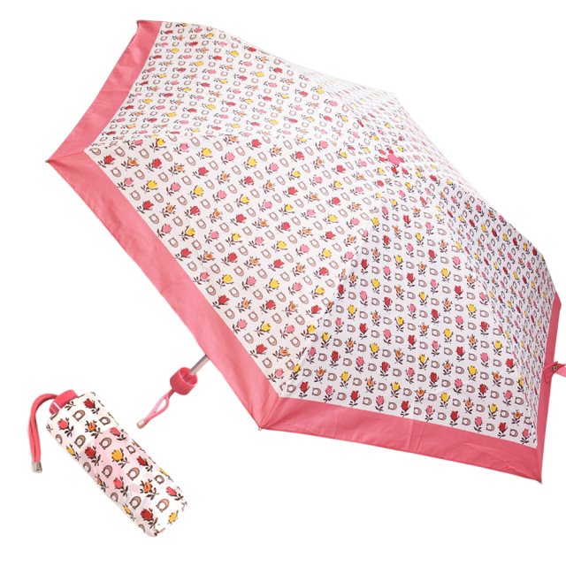 【COACH】 花朵輕量型折疊晴雨傘-粉色