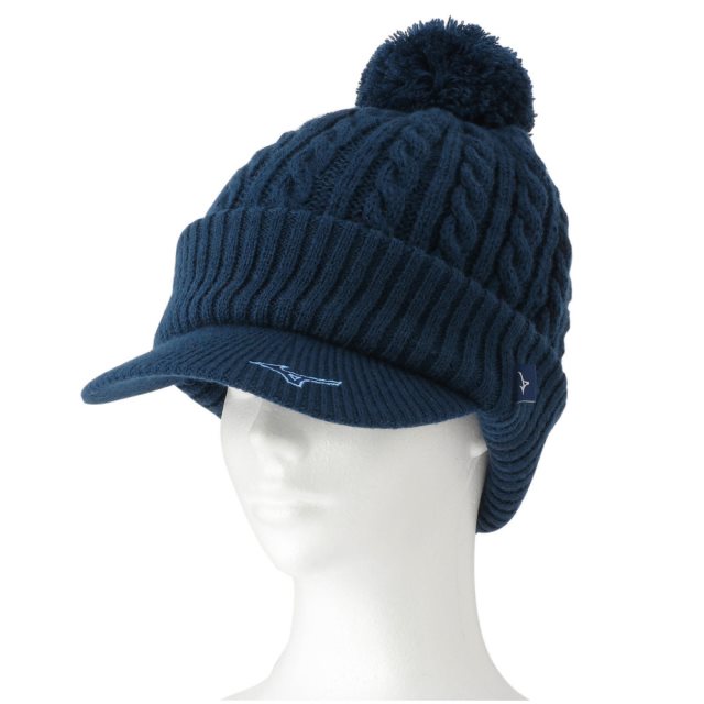 MIZUNO高爾夫保暖針織女帽(藍)