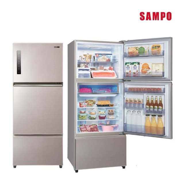 【聲寶 SAMPO】530公升一級極光鈦鋼板系列變頻三門冰箱(SR-C53DV)