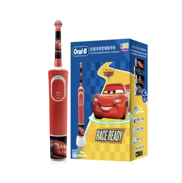 【德國百靈Oral-B-】閃電麥坤 充電式兒童電動牙刷D100-KIDS(Cars)
