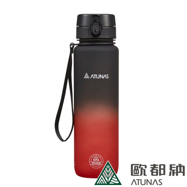 【ATUNAS 歐都納】漸層炫彩運動瓶1000ML (A1KTEE05N 黑暴紅/TRITAN/輕量/防漏/便攜/不易碎)