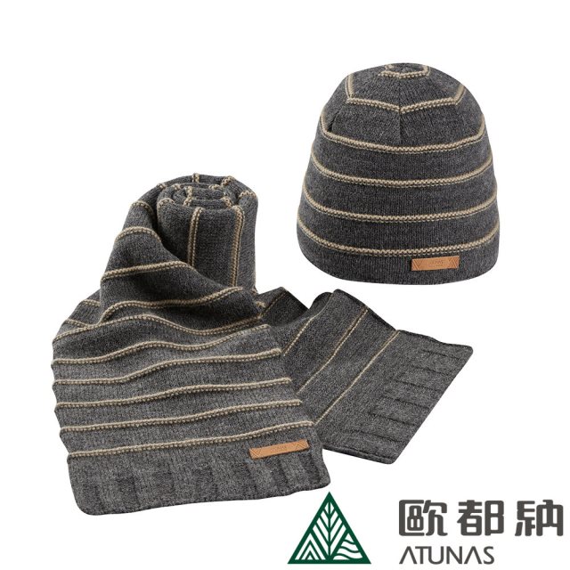 【ATUNAS 歐都納】羊毛帽子圍巾組 (A1AC2309N 深灰/透氣/保暖/休閒旅遊/禦寒配件)