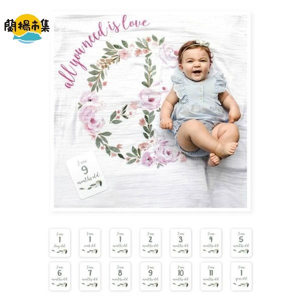 【親子良品】lulujo_BABY'S FIRST YEAR 包巾卡片禮盒組(花海)