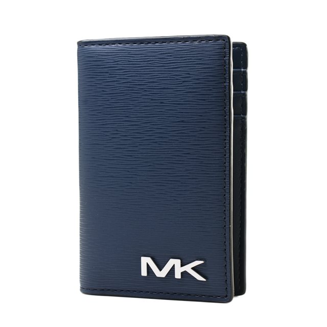 【Michael Kors】男款 水波紋對開卡包/名片證件包-藍色