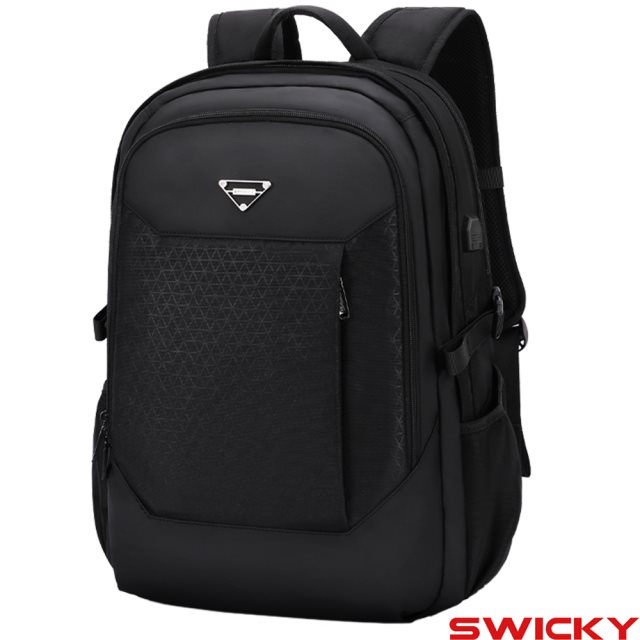 【SWICKY】輕盈有型商務功能包後背包/旅遊背包/商務包 (經典黑)