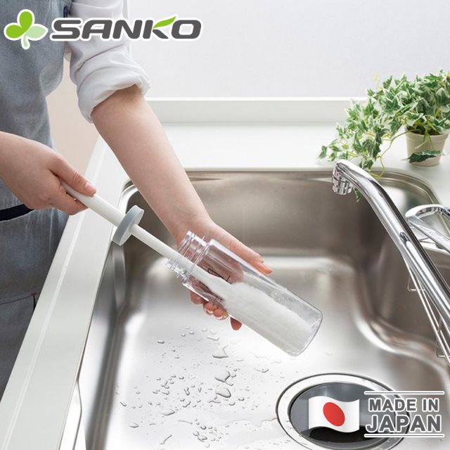 【日本SANKO】日本製保溫瓶纖維清潔長刷-綠色-2入組 #除舊佈新