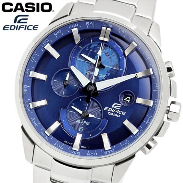 【CASIO 卡西歐】EDIFICE 雙時區高尚風格鋼錶帶 計時男錶 ETD-310D-2A