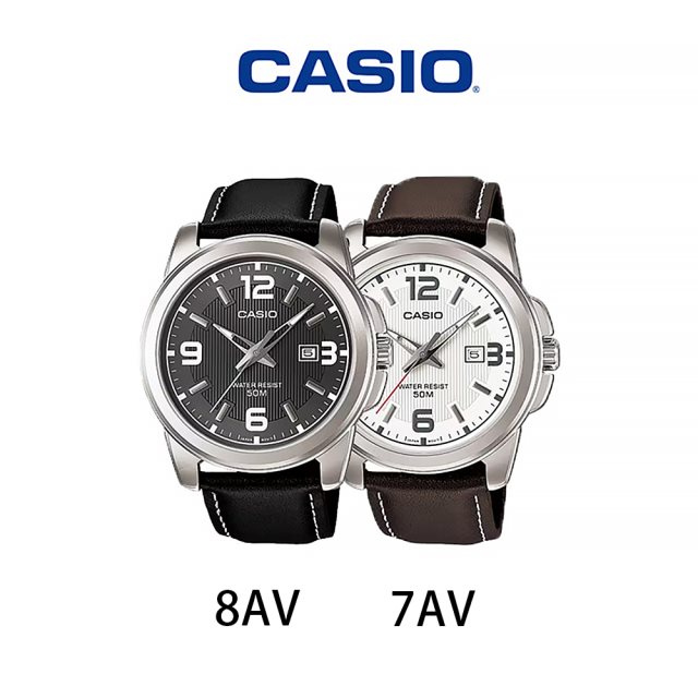 【CASIO 卡西歐】ENTICER MEN 都會新時尚低調簡約防水真皮腕錶(MTP-1314L)