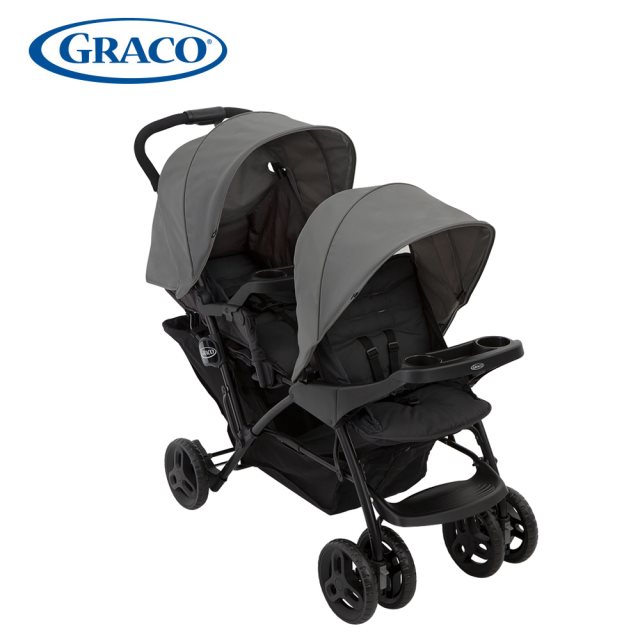 【GRACO】0~3歲雙人座嬰兒座手推車 Stadium Duo 鈦金灰