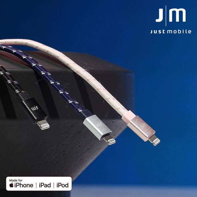 【Just Mobile】(買一送一)AluCable™ Flat [Braided] 鋁質傳輸編織扁線#春節出遊