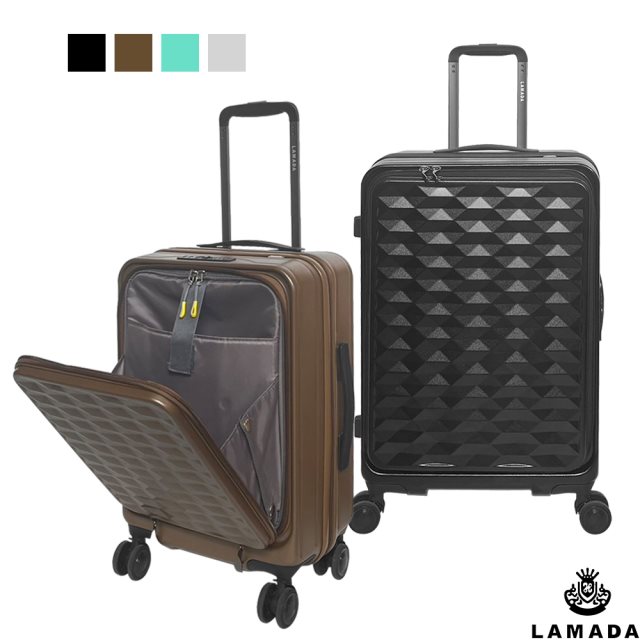 【LAMADA】20吋前開式炫麗格紋系列行李箱/登機箱(棕)#春節出遊